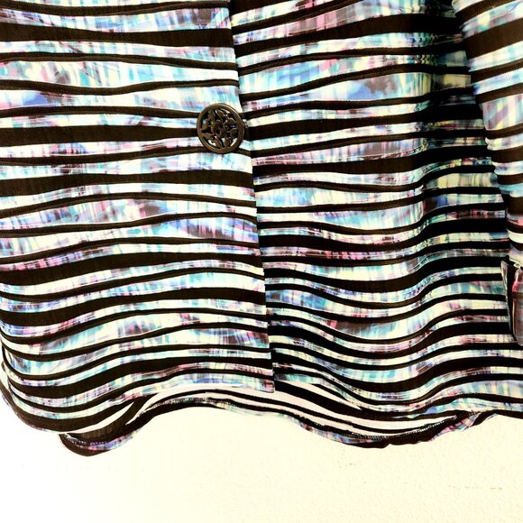 Drapers and Damons Womens Jacket One Button Size Large Stripe Polyester Spandex - Picture 3 of 11